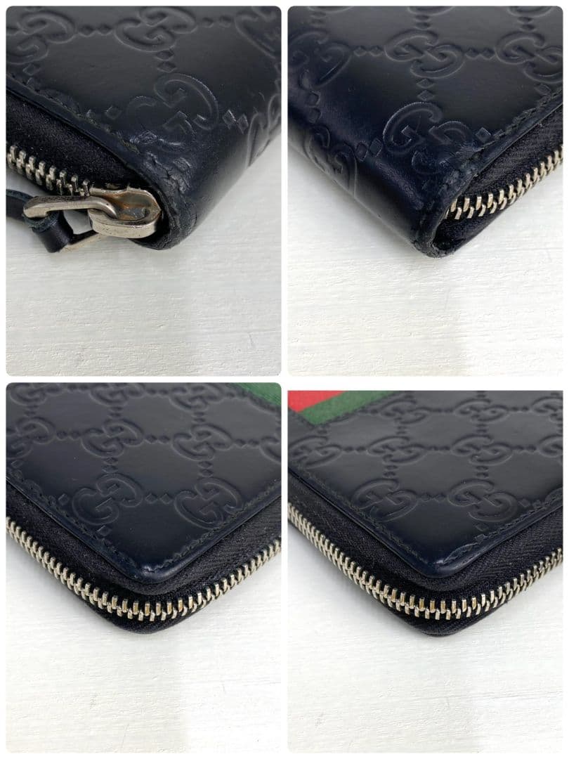 美品✨️ グッチ 長財布 ラウンドファスナー GGシマ シェリーライン レザー