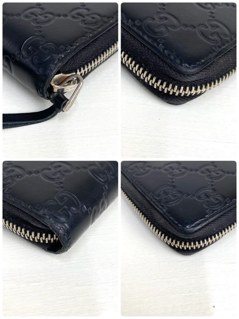 美品✨️ グッチ 長財布 ラウンドファスナー GGシマ シェリーライン レザー