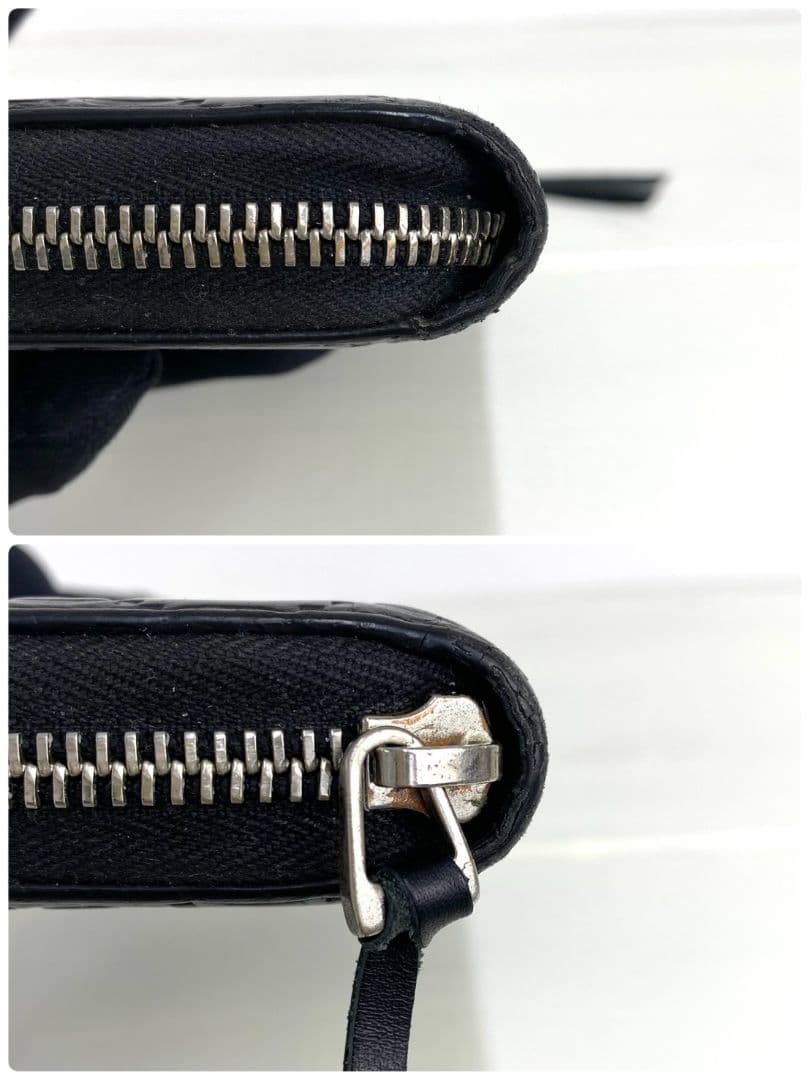 美品✨️ グッチ 長財布 ラウンドファスナー GGシマ シェリーライン レザー