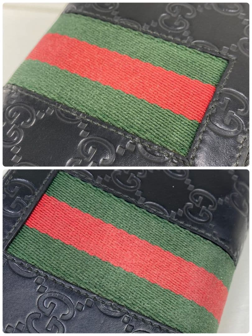 美品✨️ グッチ 長財布 ラウンドファスナー GGシマ シェリーライン レザー