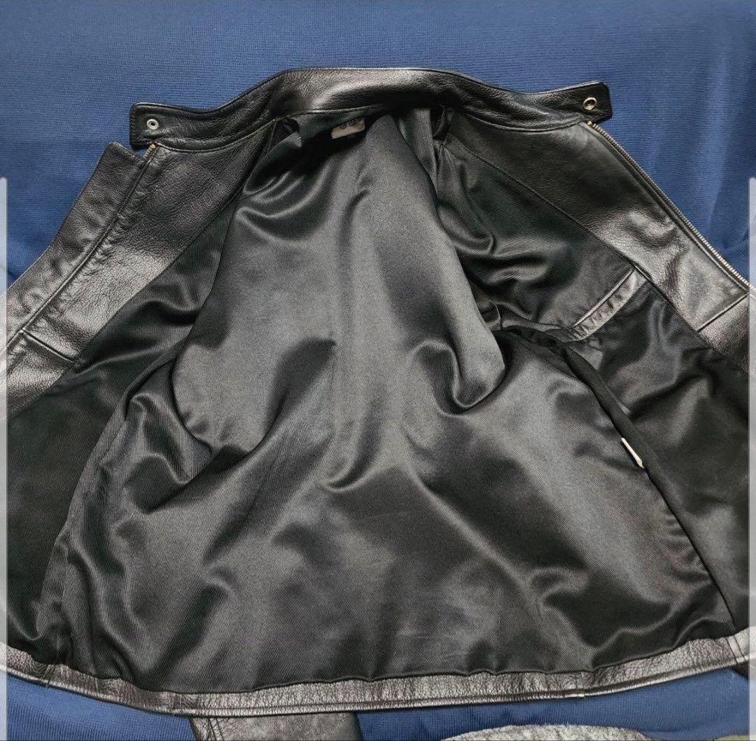 韓国製　クロスモチーフ　レザージャケット　M シングルライダース