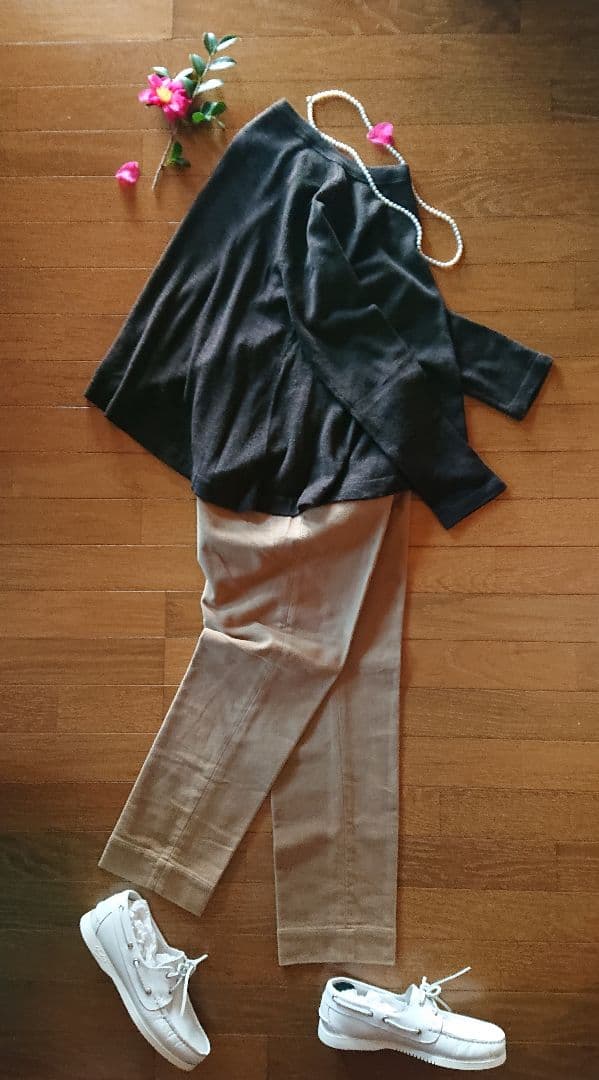 45R☆フロートガーゼのフレアーTプルオーバー/杢ブラウン♪