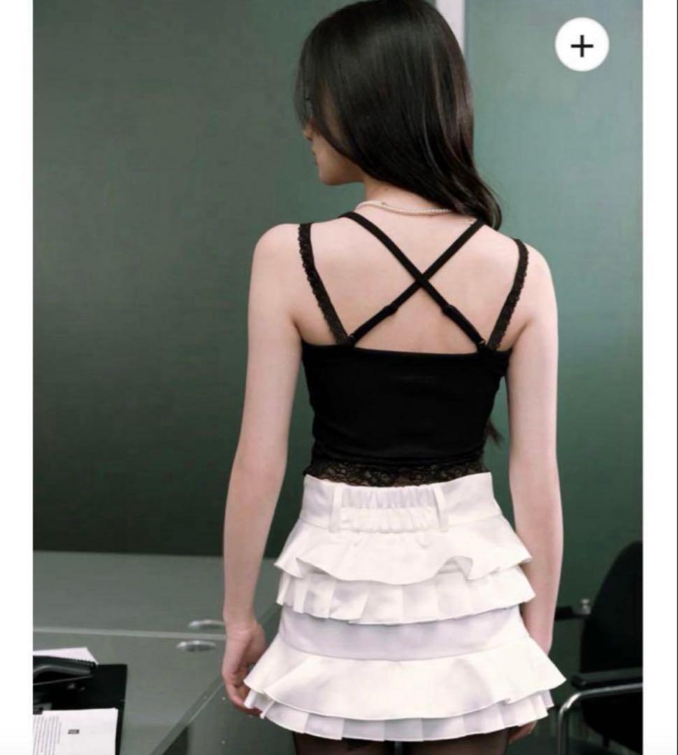 トップス andwang side cut out lace cami