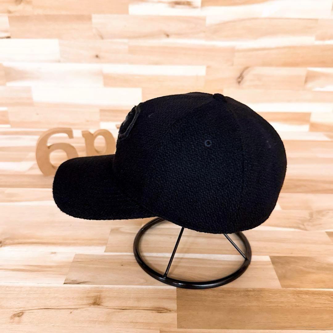 レア/廃番【ポロラルフローレン】パイル Pロゴ ウール ブレンド キャップ黒×紺