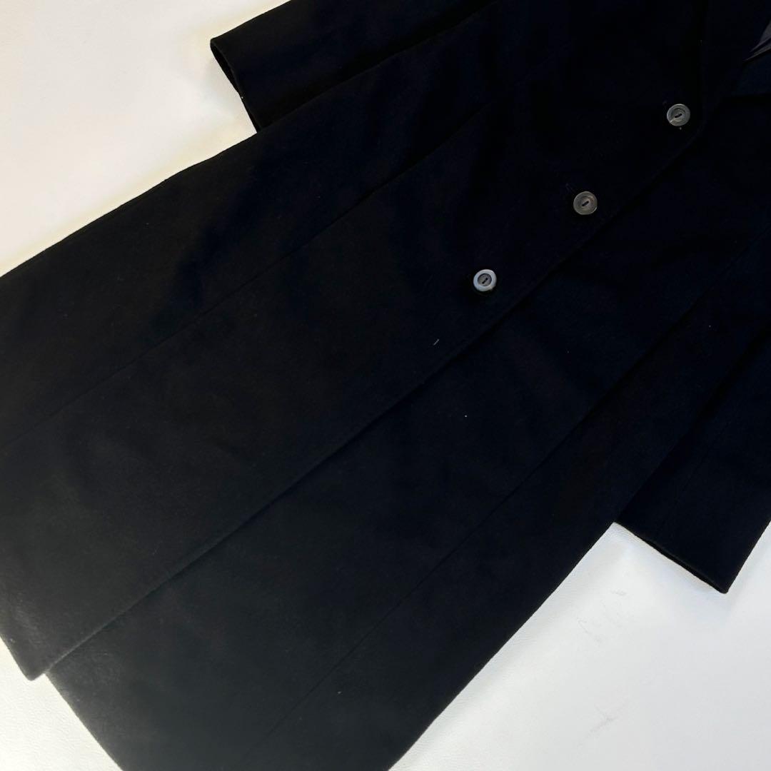 美品、ランバンコレクション ロングチェスターコート アンゴラ混 ファー衿付 40