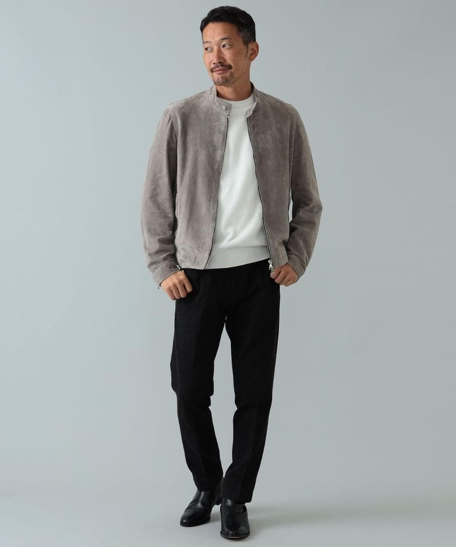 【最高級】 EMMETI スエードライダースジャケット　灰