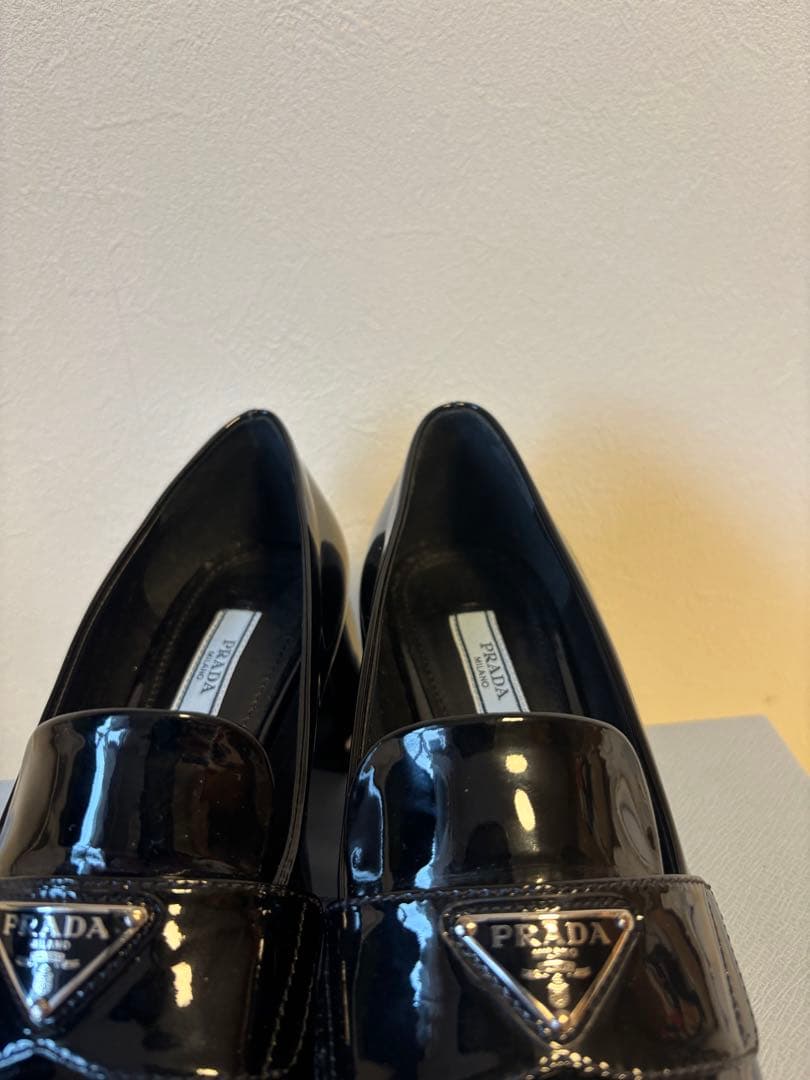 PRADA プラダ ローファー　三角ロゴ　ヒール　エナメル