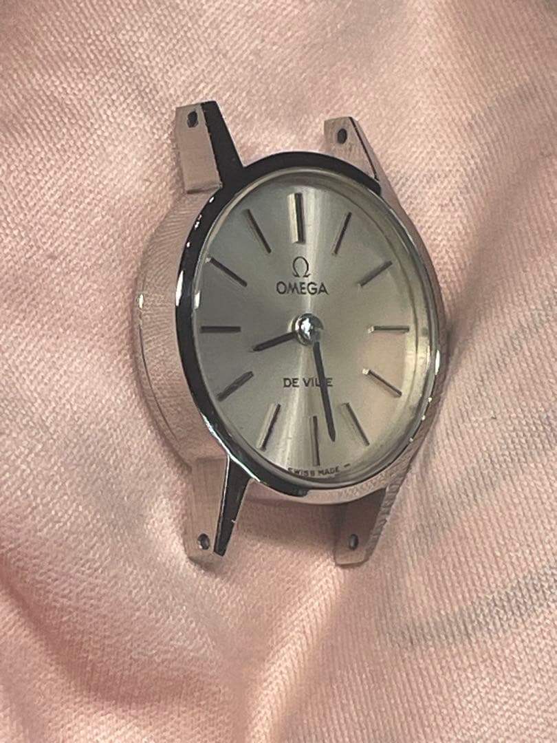 OMEGA 手巻き　正確稼働　オニキスリュウズ　裏蓋シール　純正尾錠・ベルト・箱