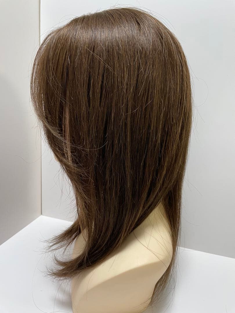 フルウィッグ人毛ウィッグ医療ウィッグミディアム　センターパートブラウン