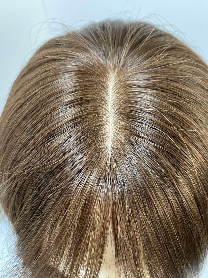 フルウィッグ人毛ウィッグ医療ウィッグミディアム　センターパートブラウン