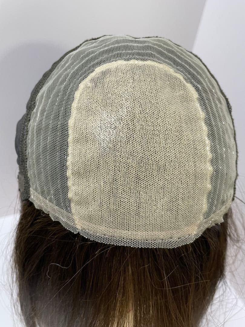 フルウィッグ人毛ウィッグ医療ウィッグミディアム　センターパートブラウン