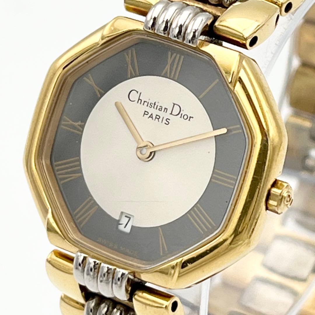 稼動 ディオール オクタゴン コンビ ゴールドべゼル 腕時計 Vintage