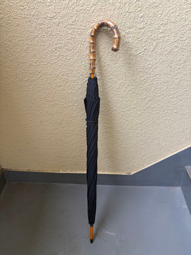 PaulSmith ネイビー　ピンストライプ　ブルー骨　長傘