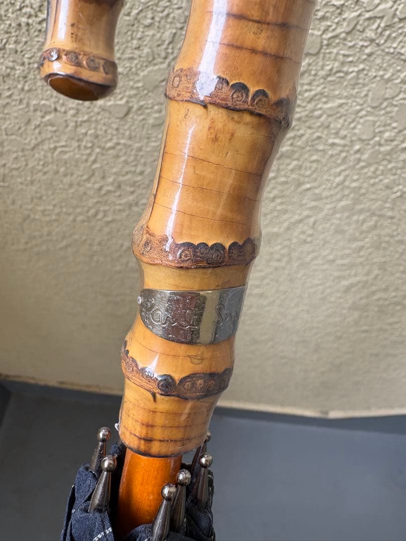 PaulSmith ネイビー　ピンストライプ　ブルー骨　長傘