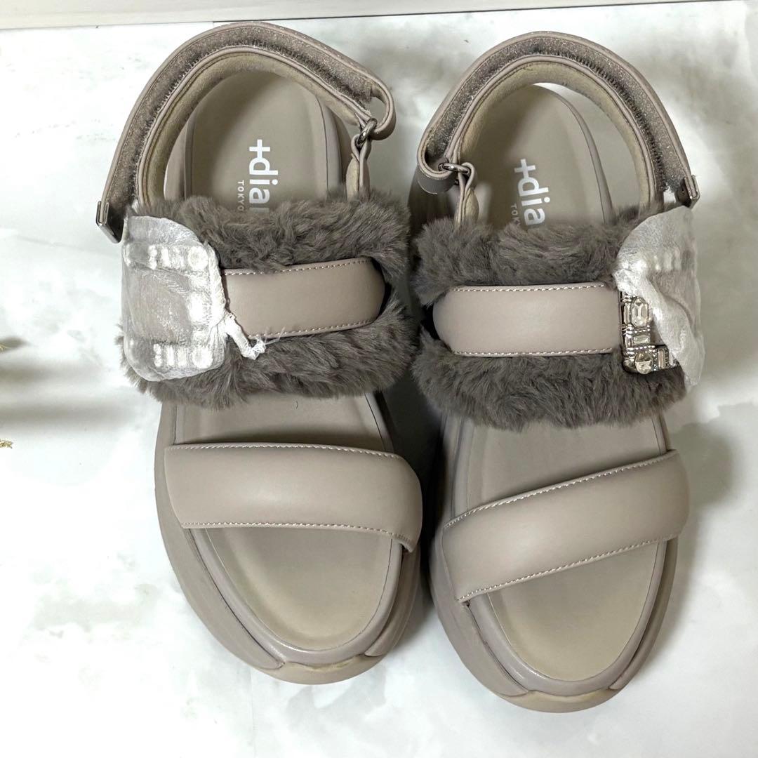 未使用品◆＋diana ビジューバックル付き フットベットサンダル