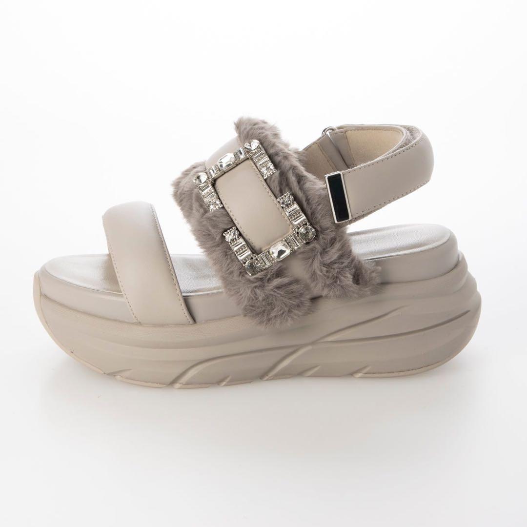 未使用品◆＋diana ビジューバックル付き フットベットサンダル