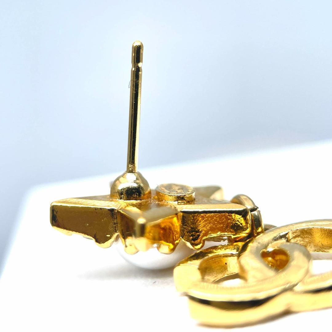 片耳のみ シャネル フェイクパール ラインストーン ピアス ココマーク GP