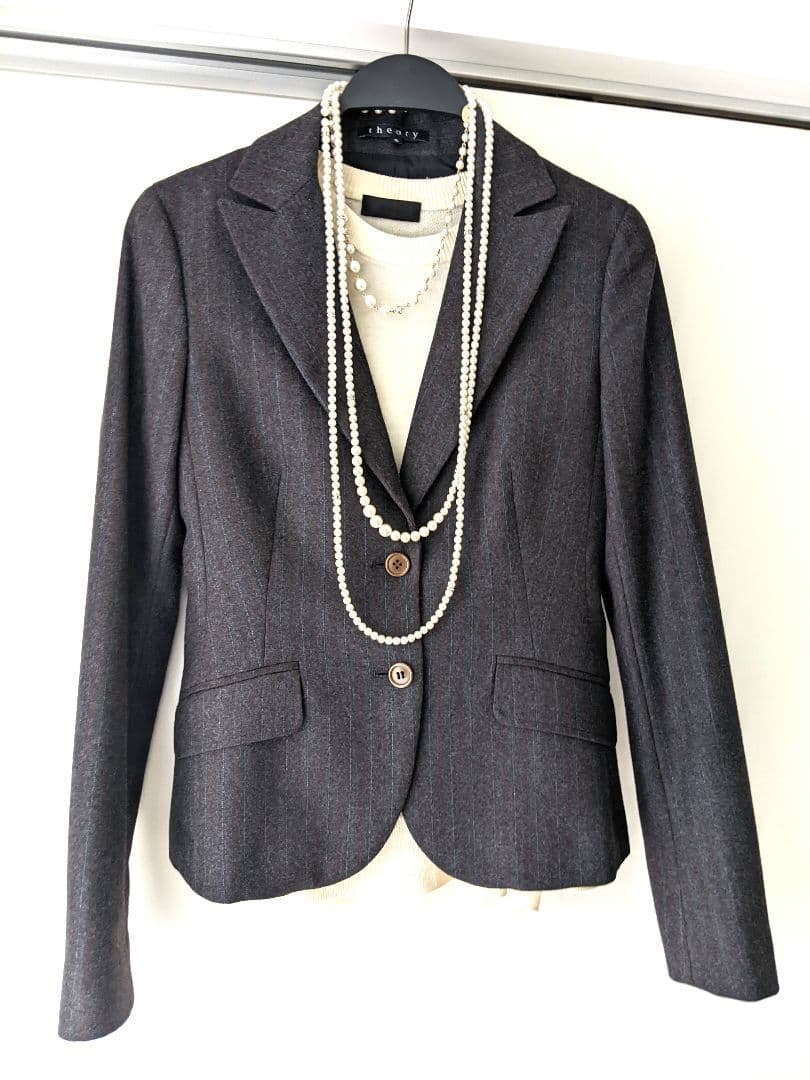 【極美品】theory セオリー スーツ 上下　グレー ストライプ 希少　M　S