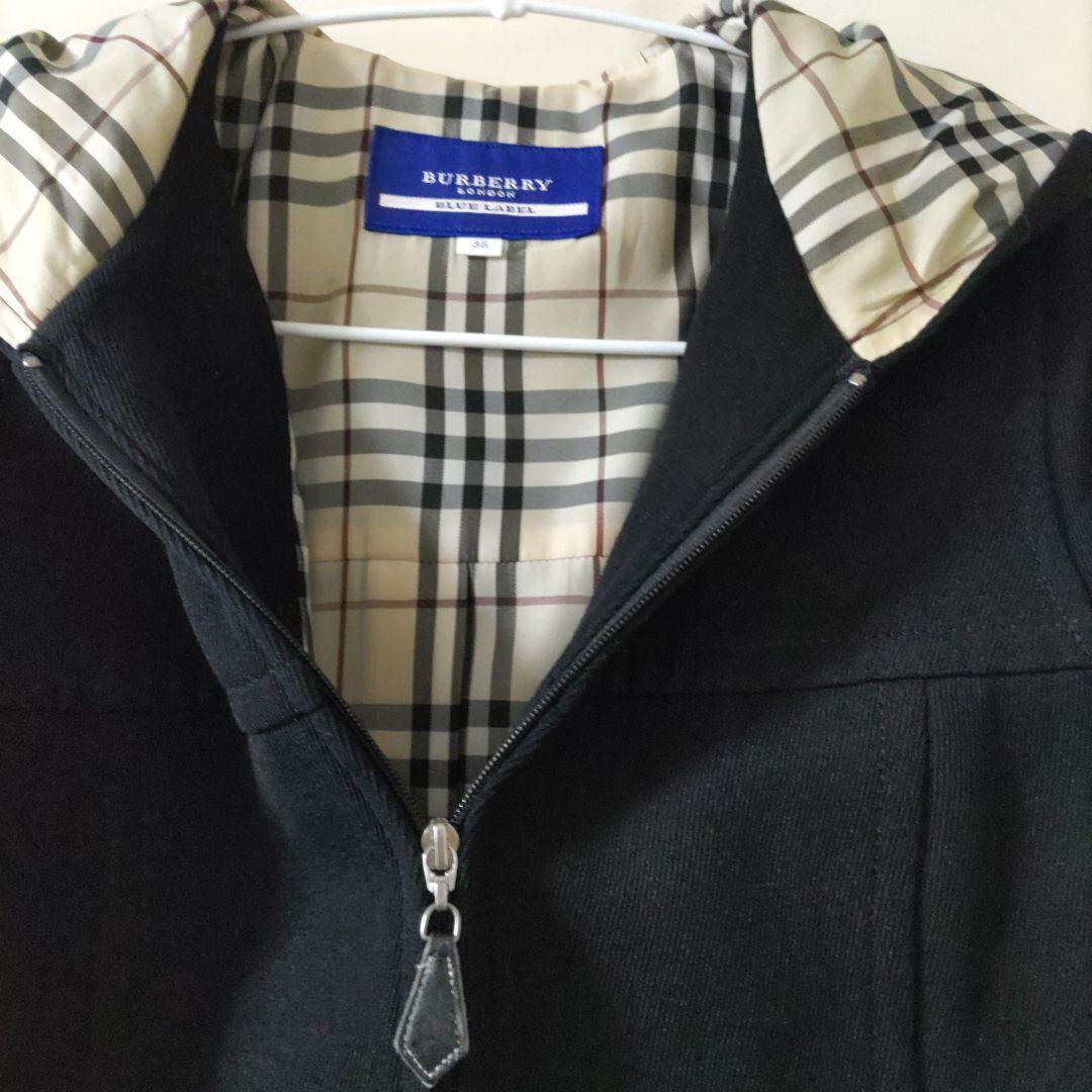 美品バーバリーブルーレーベルジャケットコート裏地ノバチェック　フーデッド　38M