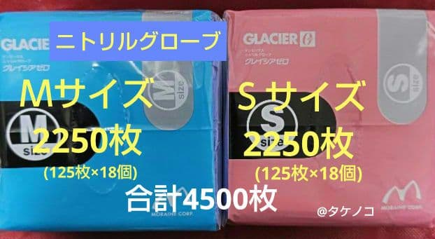 使い捨て極薄手袋 サイズＭ 2250枚Ｓサイズ2250枚