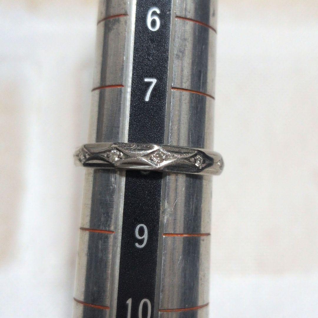 Pt900 ダイヤモンド付きリング 8号