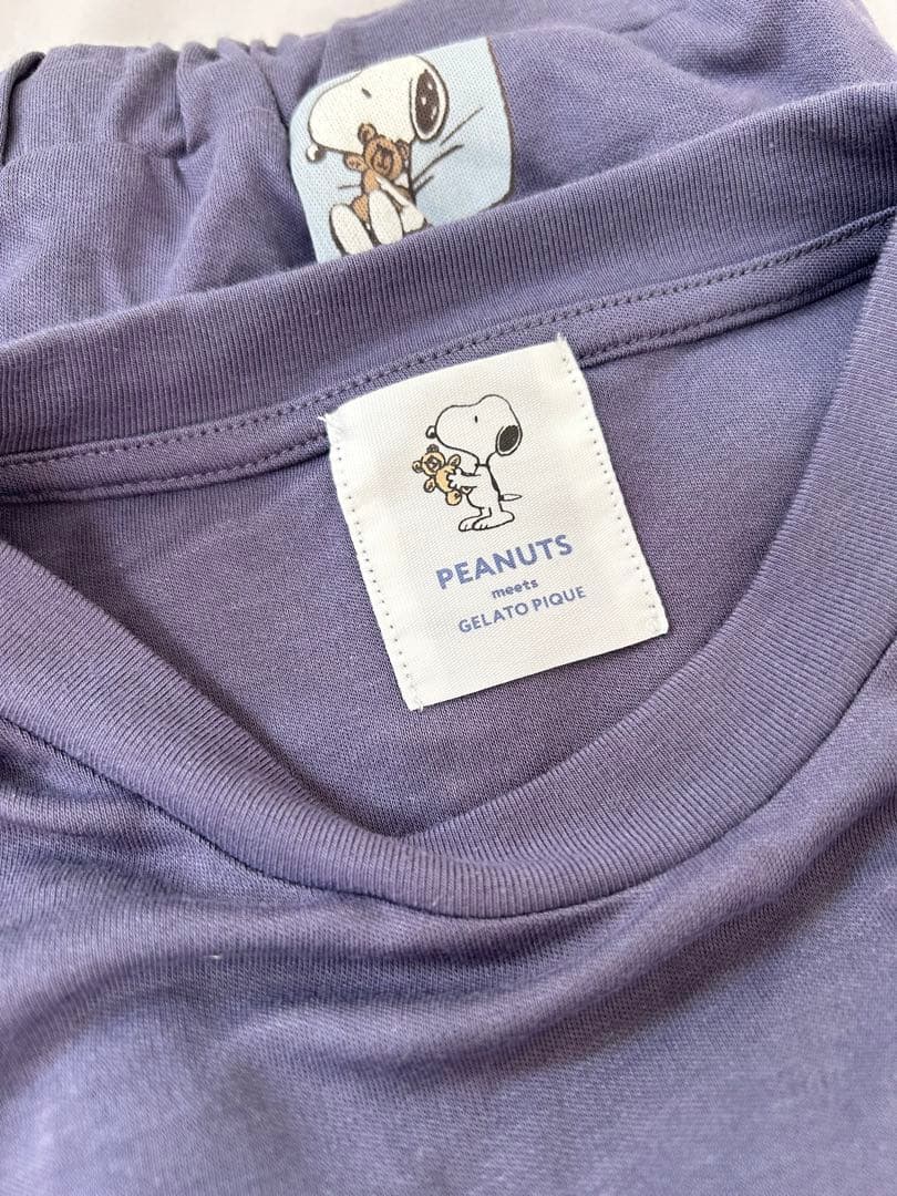 ジェラートピケ PEANUTS スヌーピー ルームウェア 上下セット ネイビー