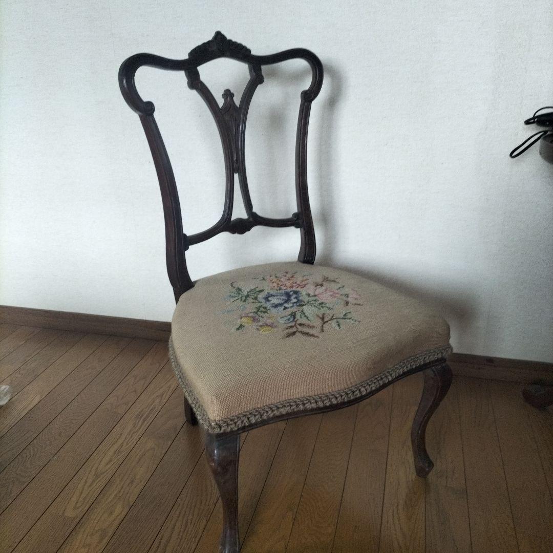 12/29 クラシック 椅子 刺繍 アンティーク　イギリス　プチポワン チェア