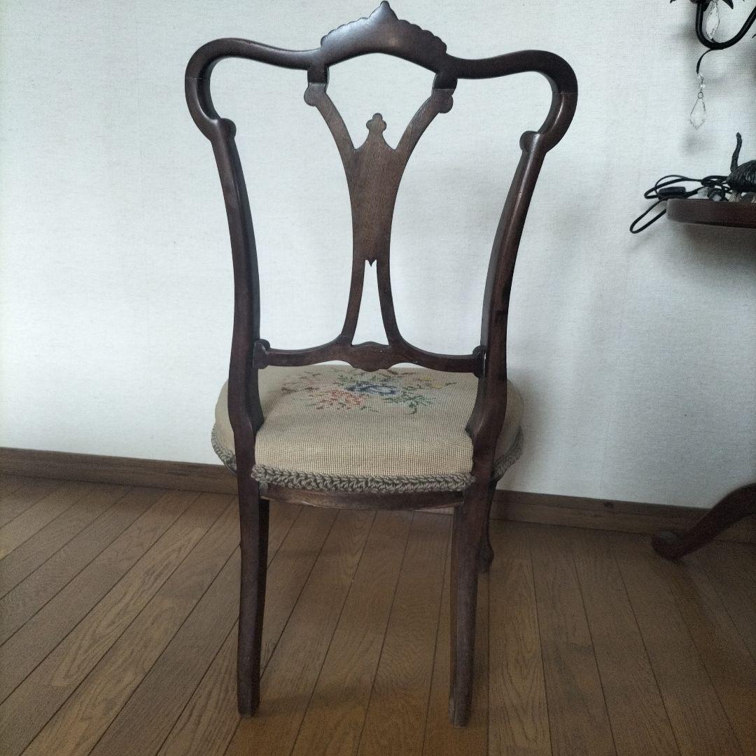 12/29 クラシック 椅子 刺繍 アンティーク　イギリス　プチポワン チェア