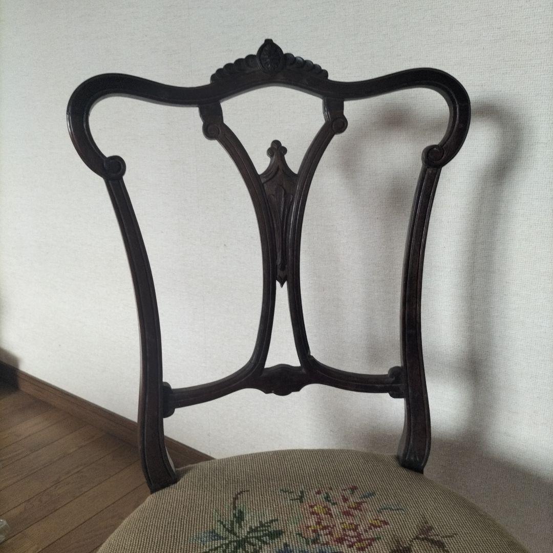 12/29 クラシック 椅子 刺繍 アンティーク　イギリス　プチポワン チェア