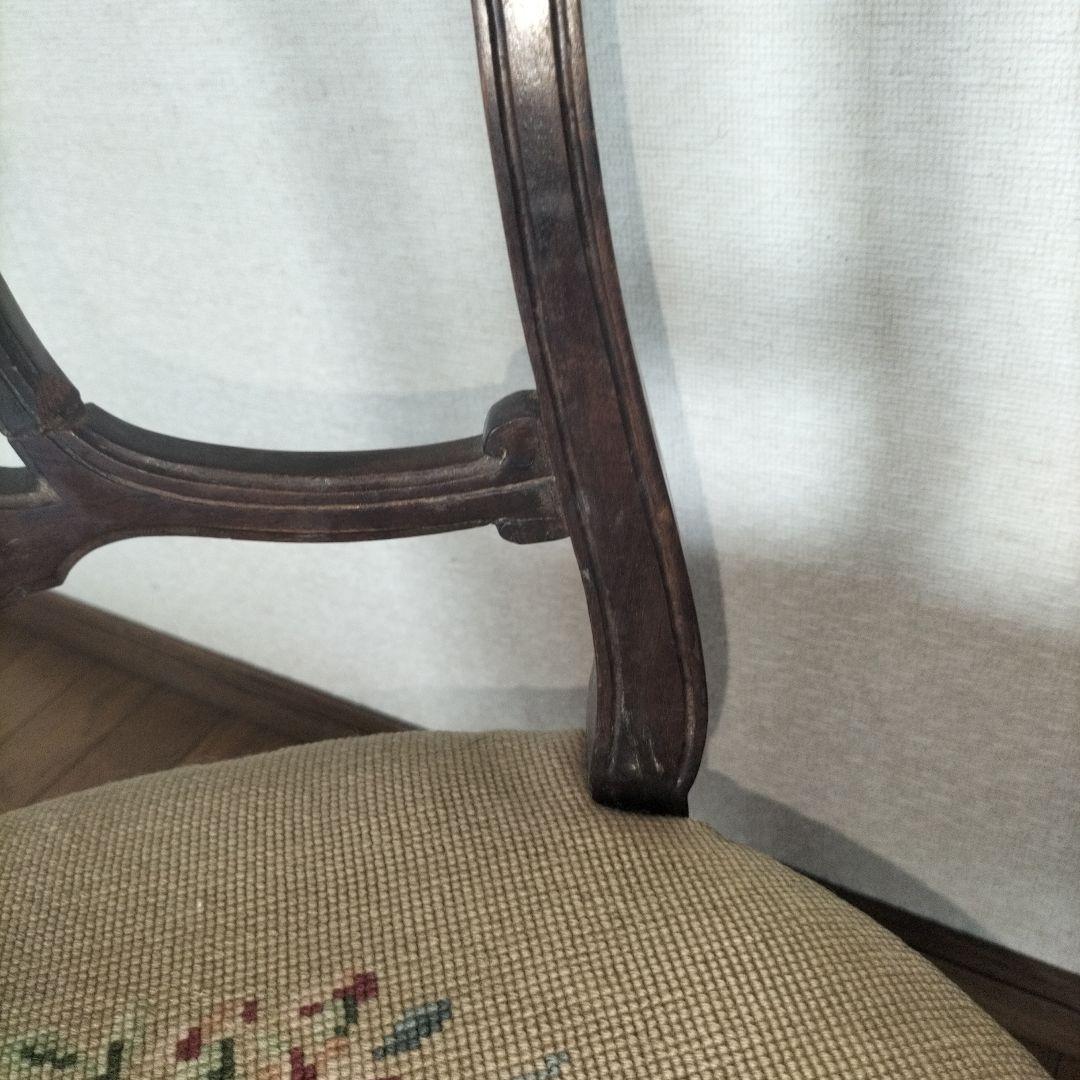 12/29 クラシック 椅子 刺繍 アンティーク　イギリス　プチポワン チェア