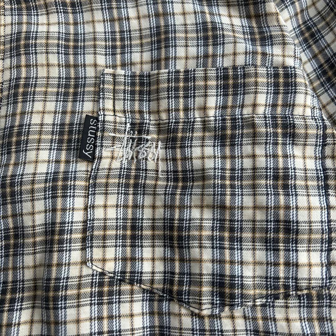 超稀少美品 90年 オールドステューシー 刺繍 チェックシャツ 紺タグ USA製