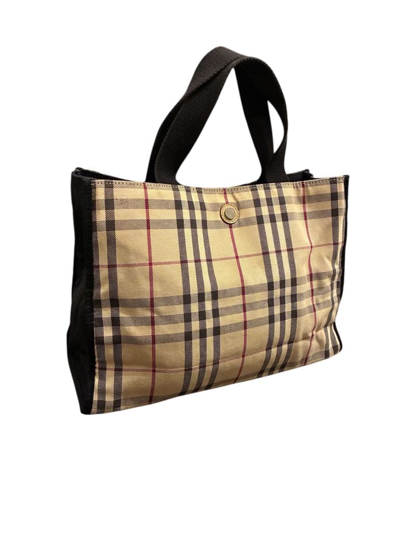 極美品 Burberry バーバリー キャンバス ノバチェック ハンドバッグ