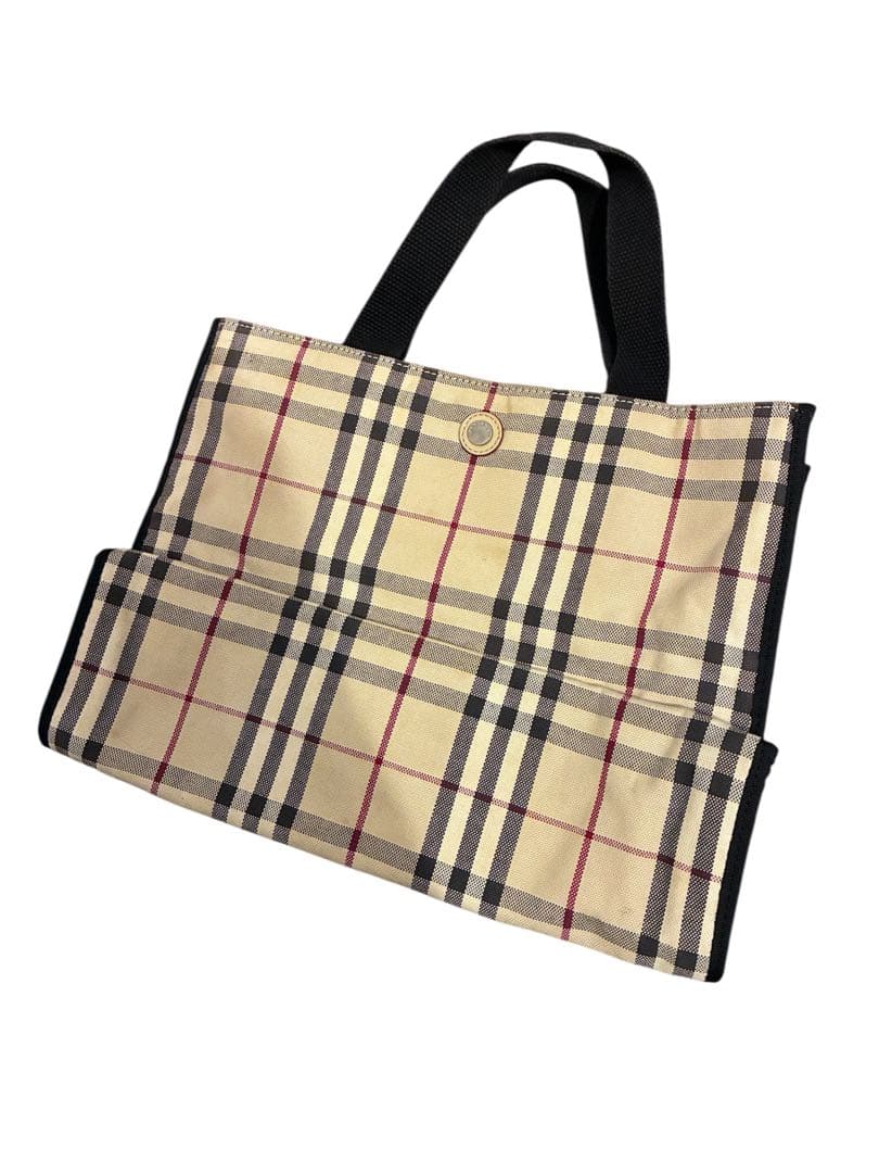 極美品 Burberry バーバリー キャンバス ノバチェック ハンドバッグ