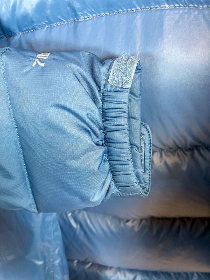 ノースフェイス ダウンジャケット ブルー×ブラウン レディースS韓国古着フード付