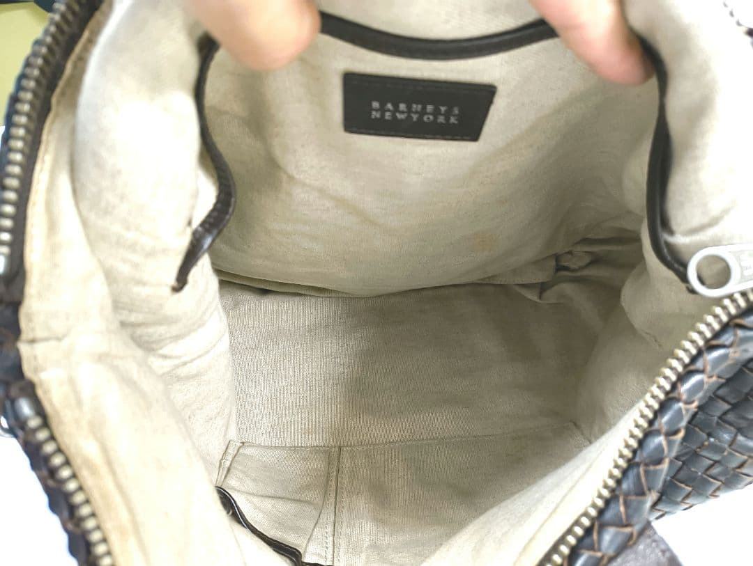 【定価10万】バーニーズニューヨーク高級イントレチャートレザートートバッグ人気茶