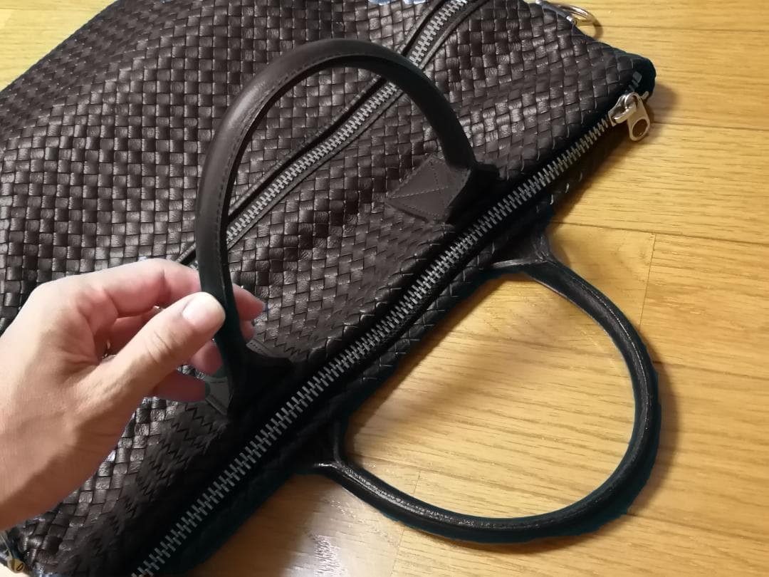 【定価10万】バーニーズニューヨーク高級イントレチャートレザートートバッグ人気茶