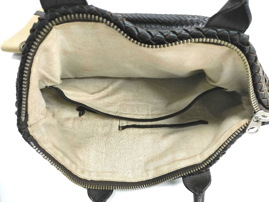 【定価10万】バーニーズニューヨーク高級イントレチャートレザートートバッグ人気茶