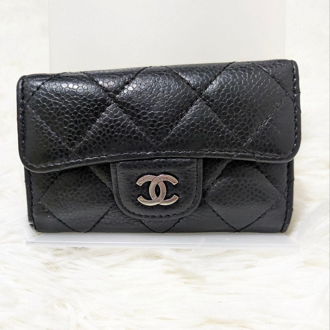 大人気✨CHANEL　シャネル　マトラッセキーケース　キャビアスキン　ブラック