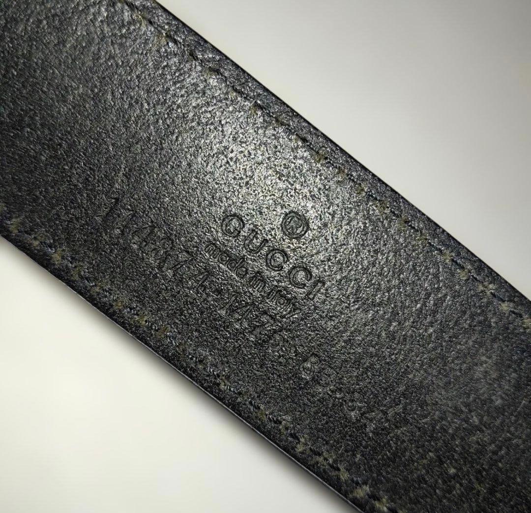 GUCCIブラックレザー ベルト ロゴバックル