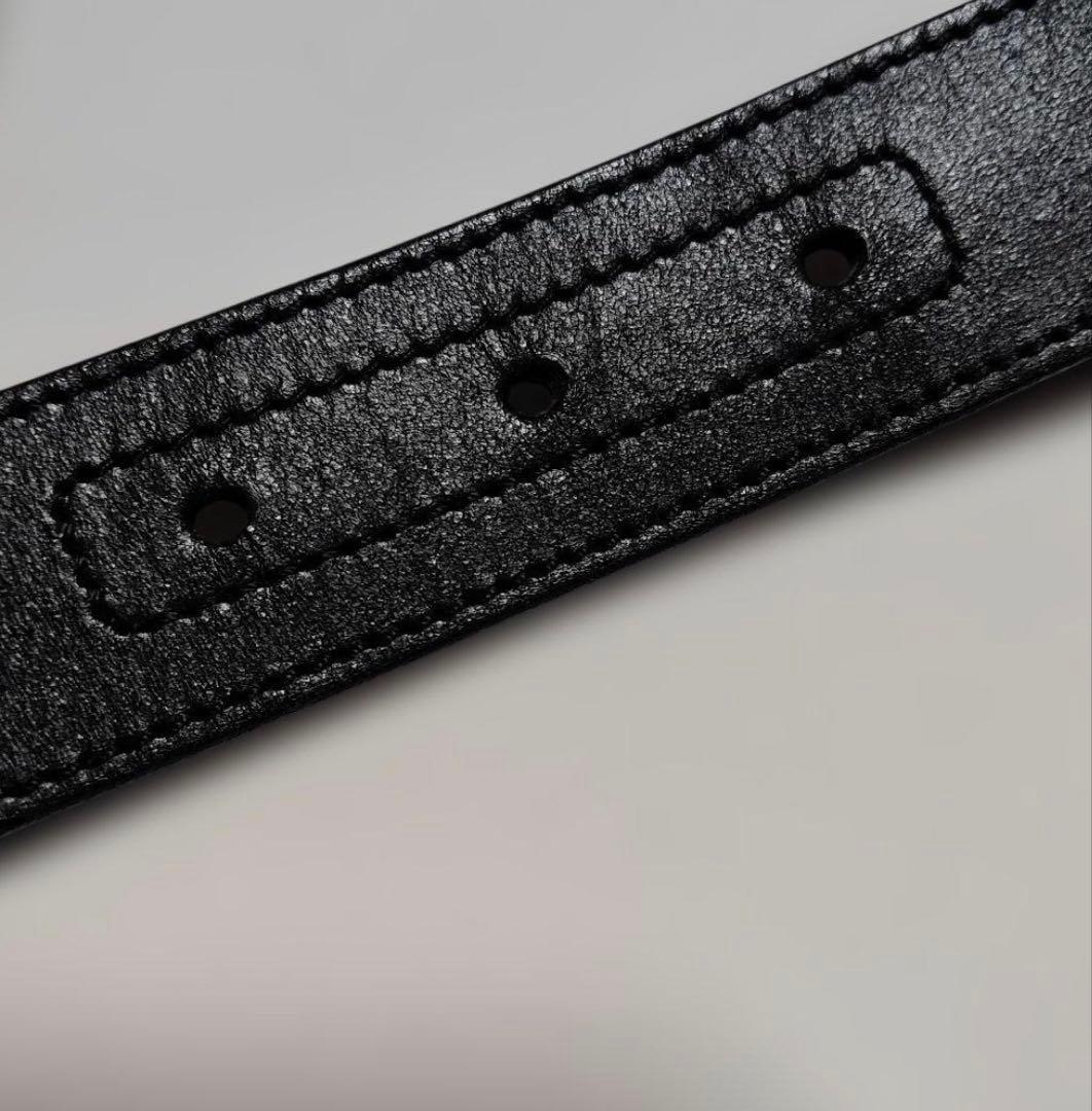 GUCCIブラックレザー ベルト ロゴバックル