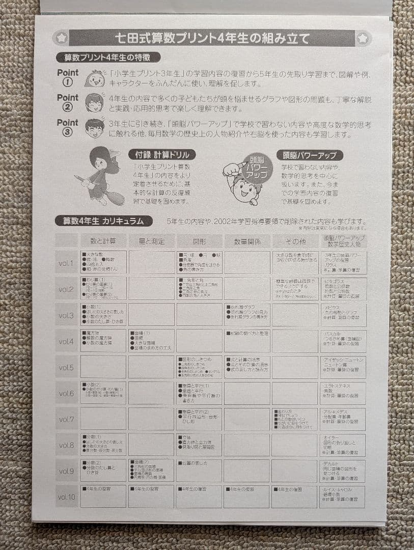 七田式プリント 国語 算数 4年生　1-10セット