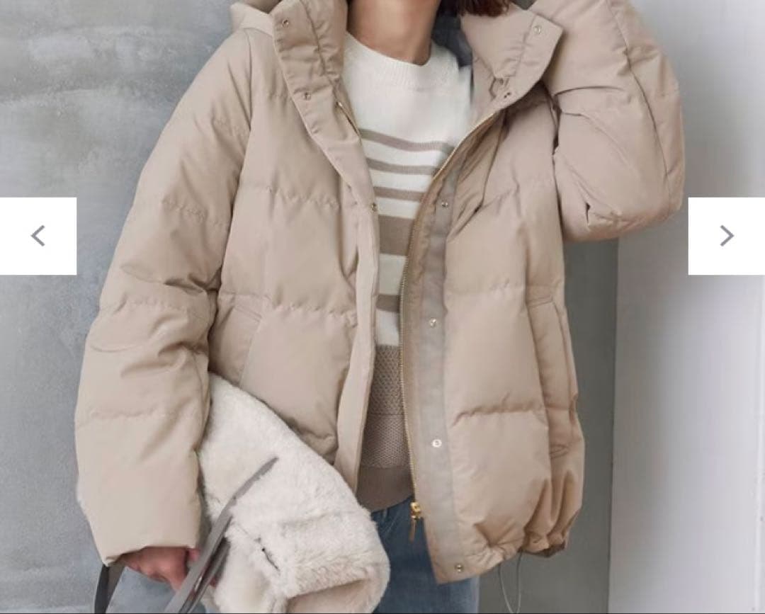 自由区　【洗える】マイクロタッサーダウン コート　新品　グレージュ　サイズ40