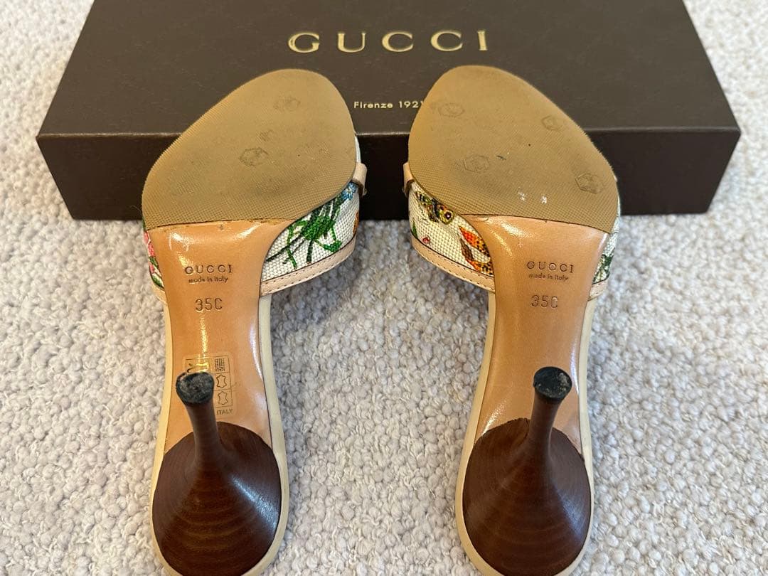 GUCCI 花柄刺繍 ミュール 35