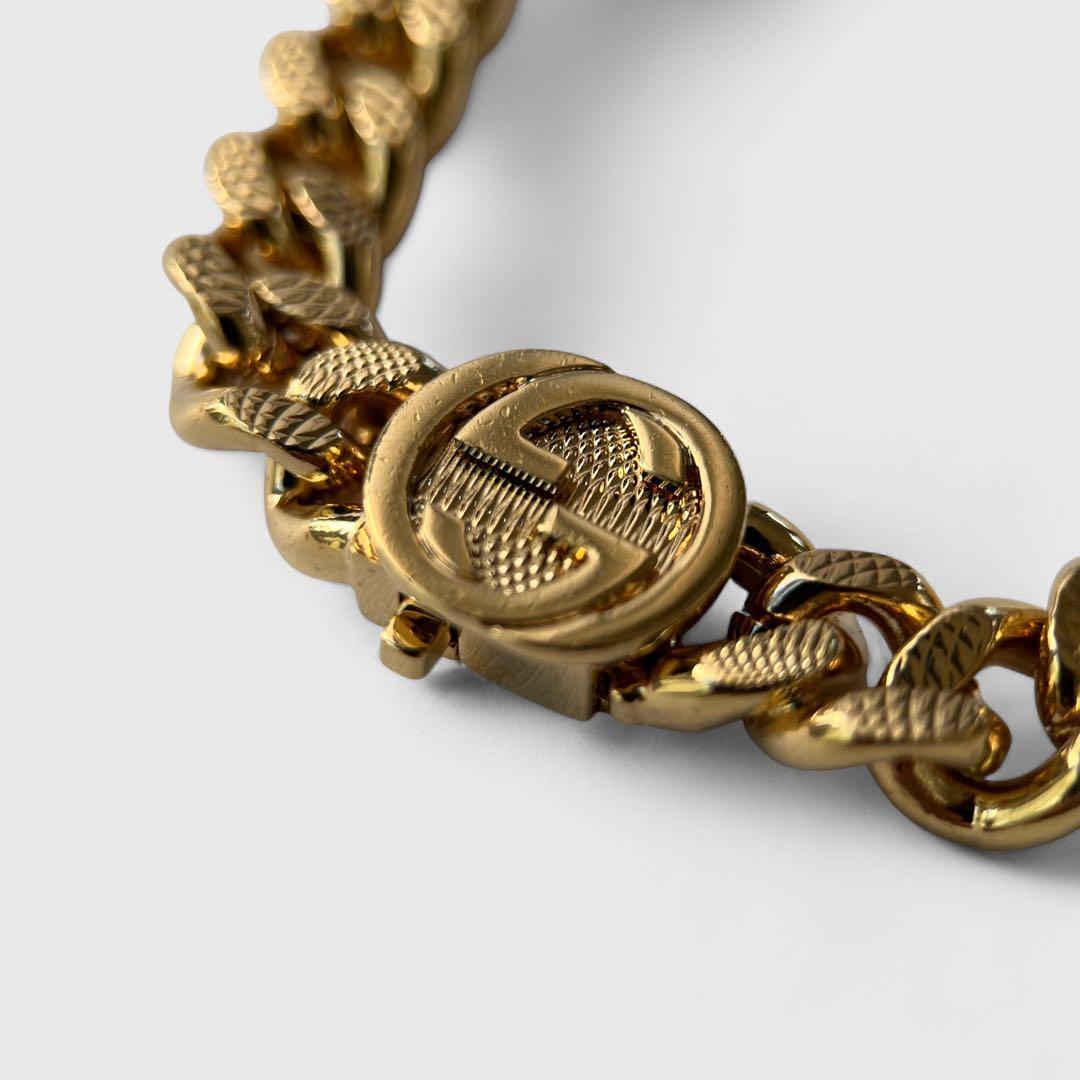 美品 グッチ アディダス ネックレス ゴールド トレフォイル チェーン