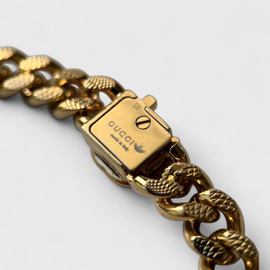 美品 グッチ アディダス ネックレス ゴールド トレフォイル チェーン