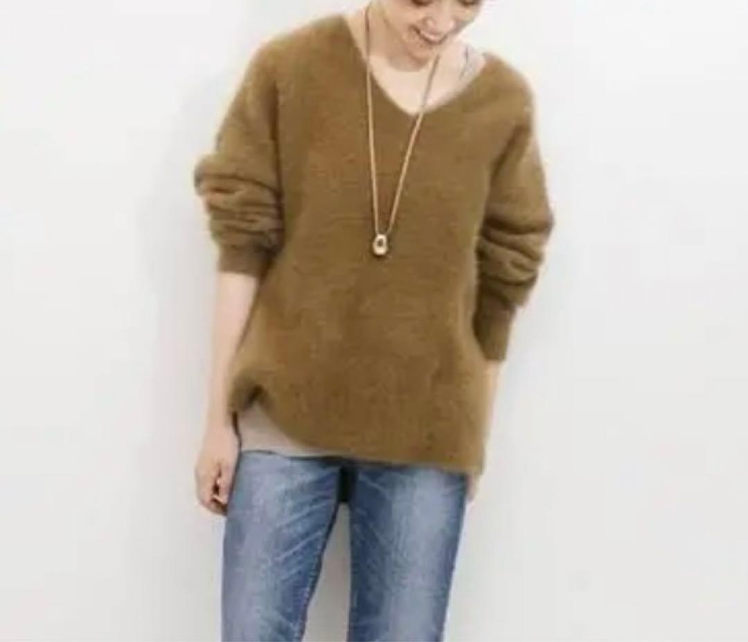 plage プラージュ Fur v ファースリットプルオーバー ニット モヘア