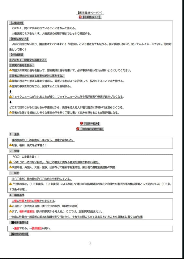 司法試験・予備試験 7科目 まとめノート3点セット(論証・最終・短答)+国私4点