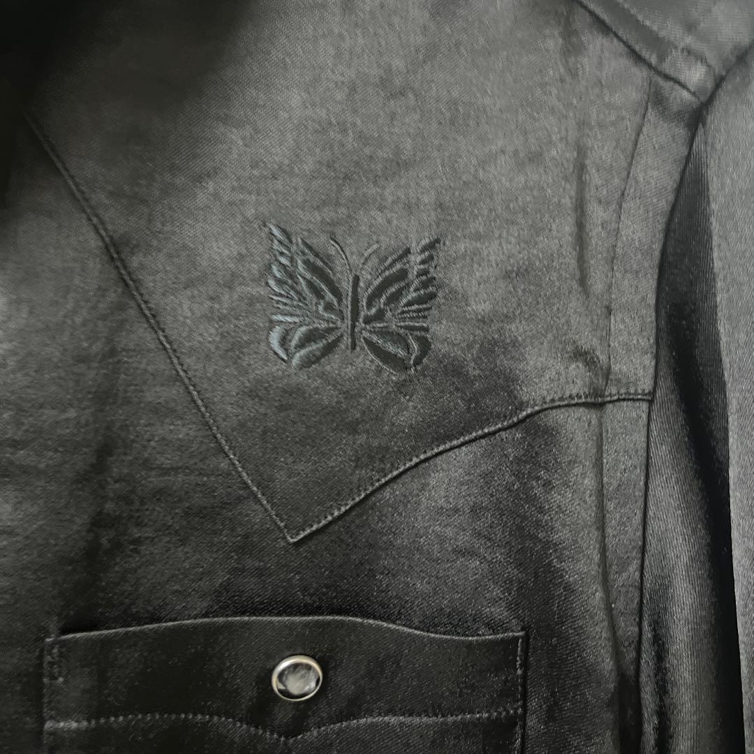 Needles ブラック シャツ XS 蝶刺繍