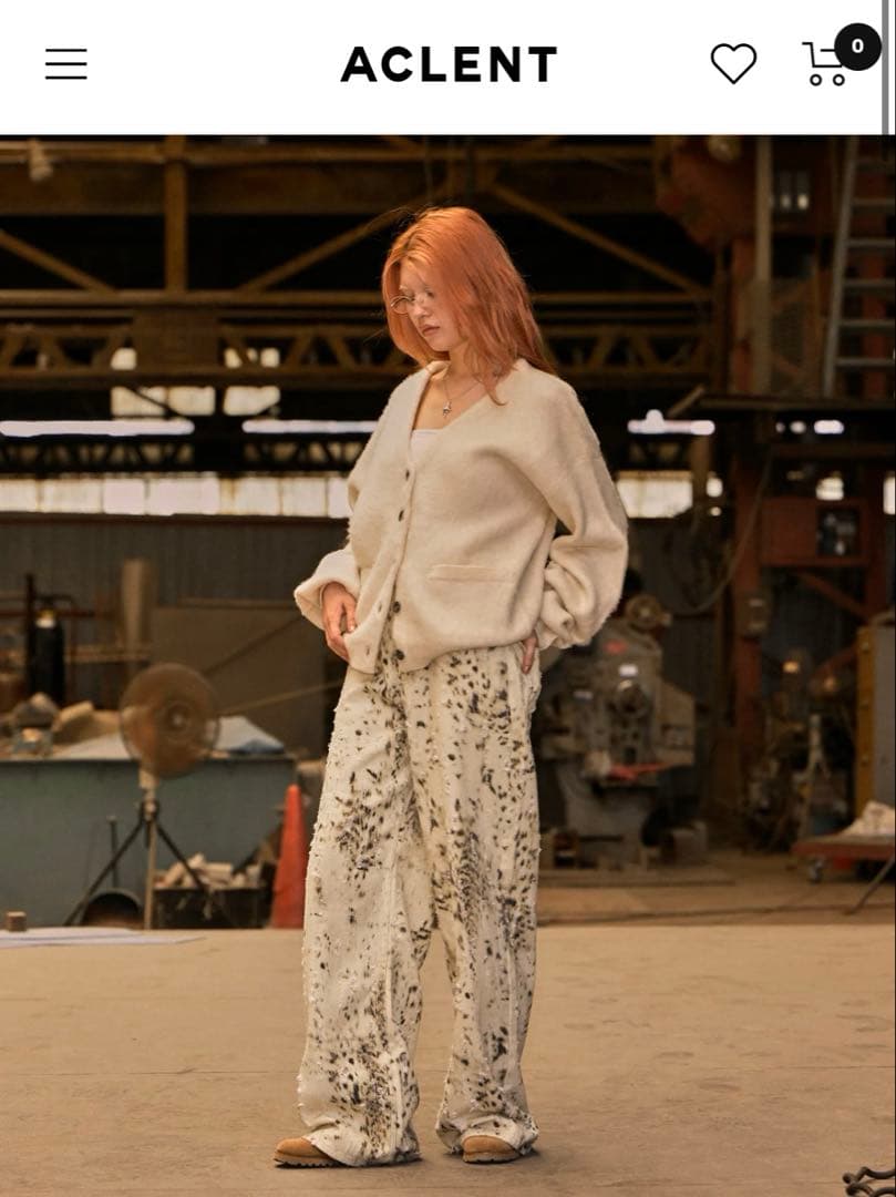 aclent アニマルパターンJ/Wワイドストレートパンツ