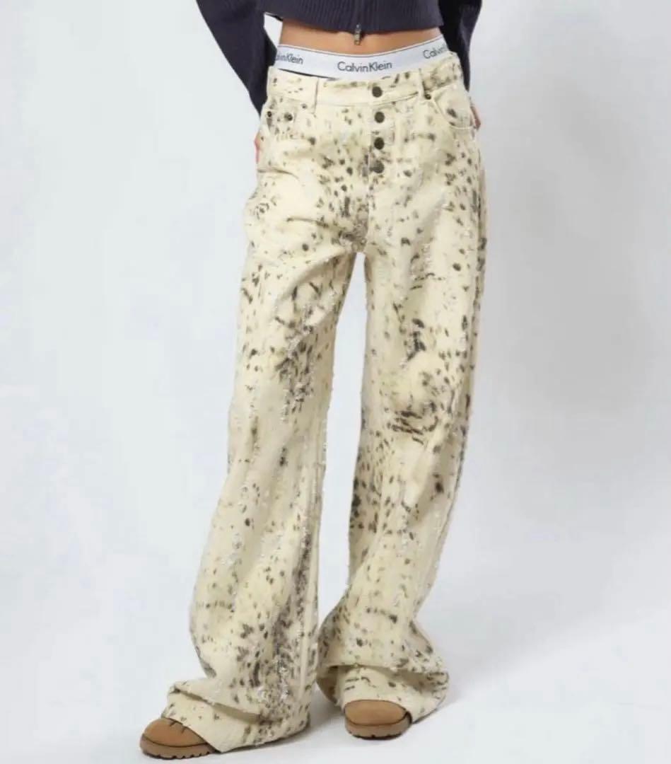 aclent アニマルパターンJ/Wワイドストレートパンツ